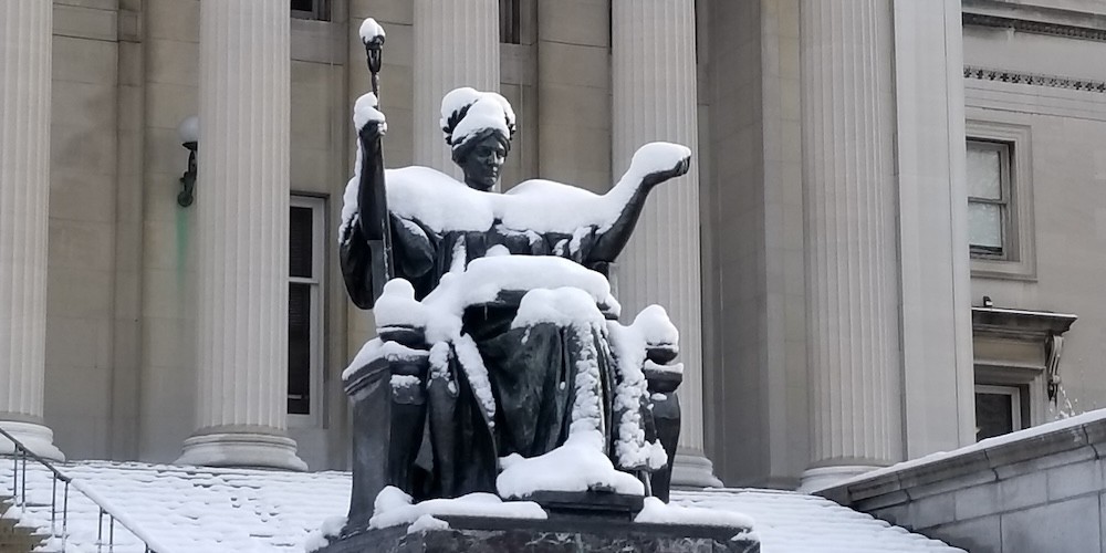 Alma Mater in the snow