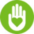 heart inside hand for care icon