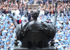 Alma mater statue at Commencement