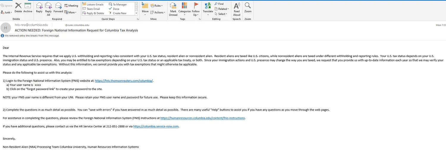 Example email you will receive from the system